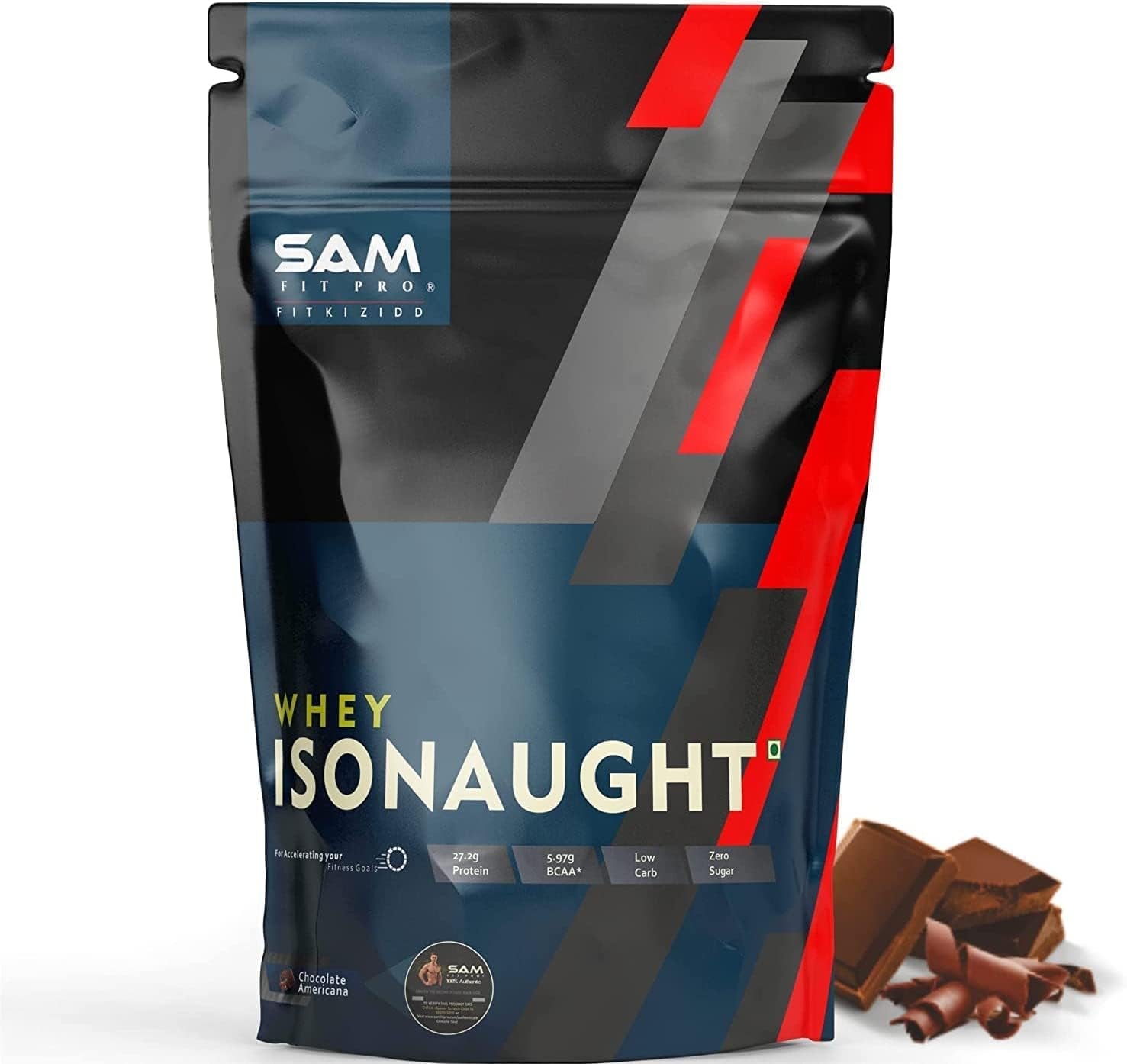 CROW Samfit Pro Isonaught Whey Protein Isolate | Chocolate | 907G | 28 Gram Protein per Scoop | USA Made Whey