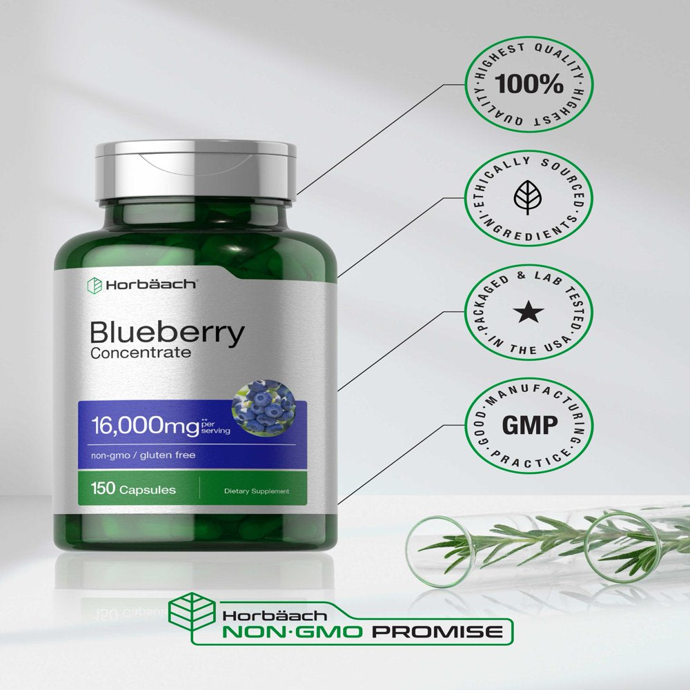 Blueberry Extract 16000Mg | 150 Capsules | by Horbaach