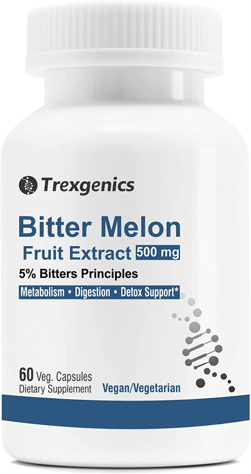 Trexgenics® Bitter Melon (Karela) (5% Bitters) 500Mg Vegan & Gluten Free Premium (60 Vcaps) (Pack of 1)