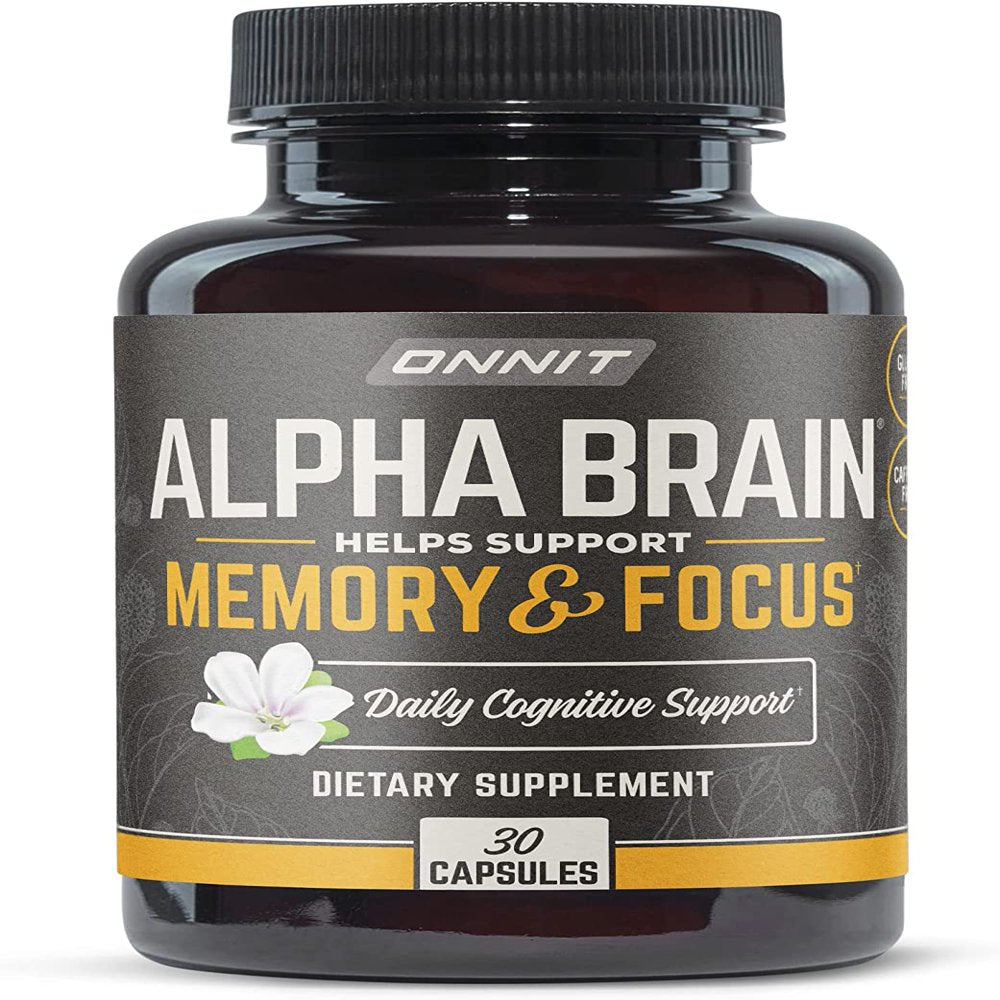 Onnit Alpha Brain Premium Nootropic Brain Supplement, 30 Count, for Men & Women - Caffeine-Free Focus Capsules for Concentration, Brain & Memory Support - Brain Booster Cat'S Claw, Bacopa, Oat Straw