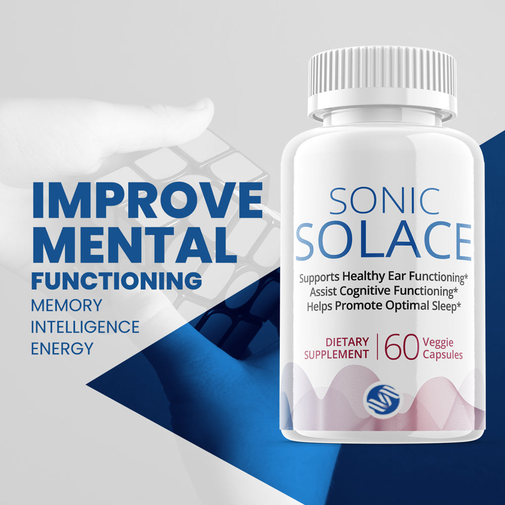 (5 Pack) Sonic Solace - Brain Boost Supplement - Dietary Supplement for Focus, Memory, Clarity, Cognitive, Nootrpic - Advanced Hearing Support Formula for Maximum Strength - 300 Capsules