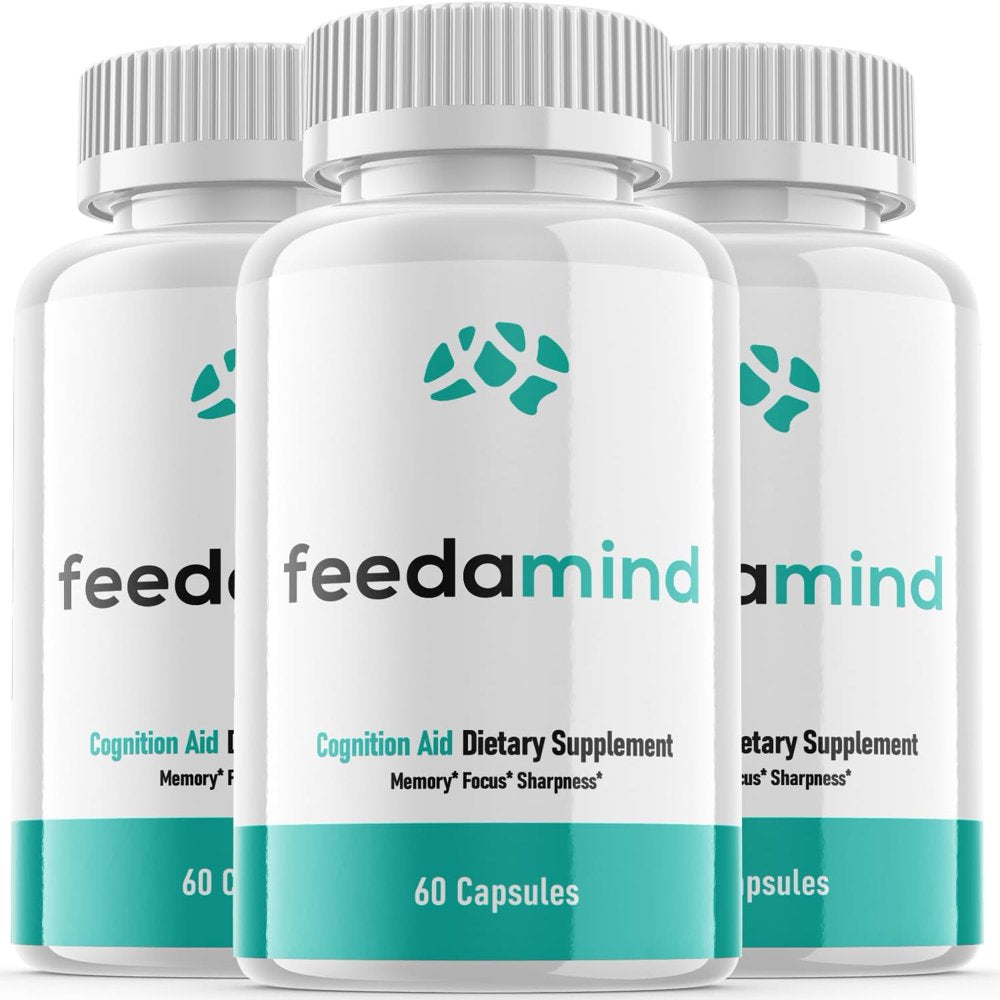 (3 Pack) Feedamind - Brain Boost Supplement - Dietary Supplement for Focus, Memory, Clarity, & Energy - Advanced Cognitive Support Formula for Maximum Strength - 180 Capsules