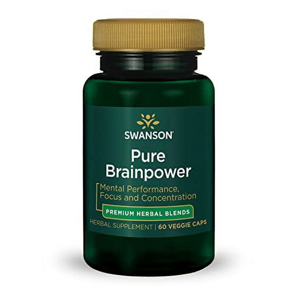 Swanson Pure Brainpower Brain Health Cognitive Memory Focus Support Brain-Derived Neurotrophic Factor (BDNF) Herbal Supplement (Ginkgo Biloba, Bacopa Monnieri) 60 Veggie Capsules (Veg Caps)