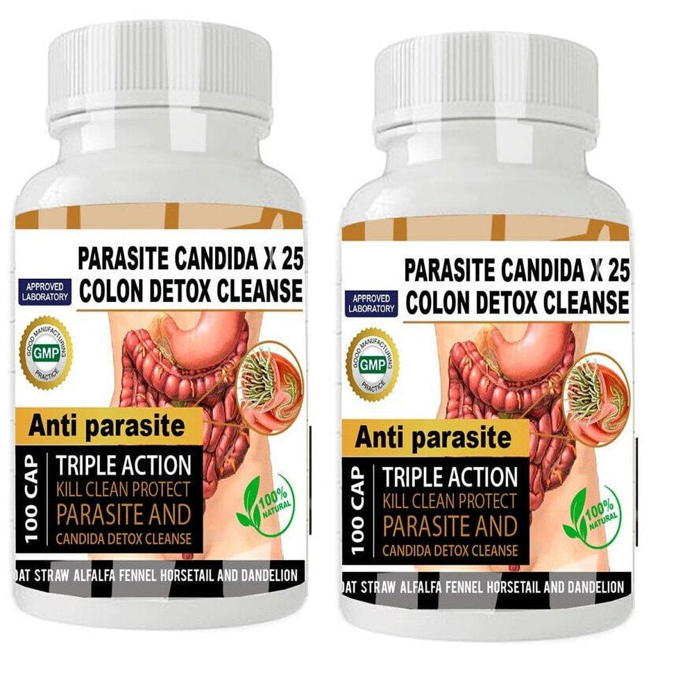 Parasite Cleanse DETOX Liver Colon Yeast Killer Pills All Natural Detox Candida -100 Capsules (Pack of 2)