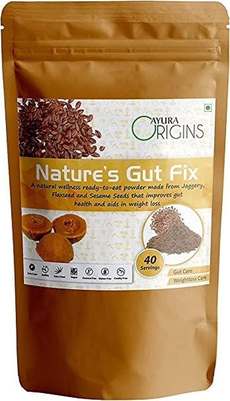 MIYUU AYURA Origins Nature’S Gut Fix, Powder, Made with Flaxseed and Jaggery, Herbal Supplement to Improve Digestion and Help Reduce Irritable Bowel Syndrome, 200 Grams, 40 Servings