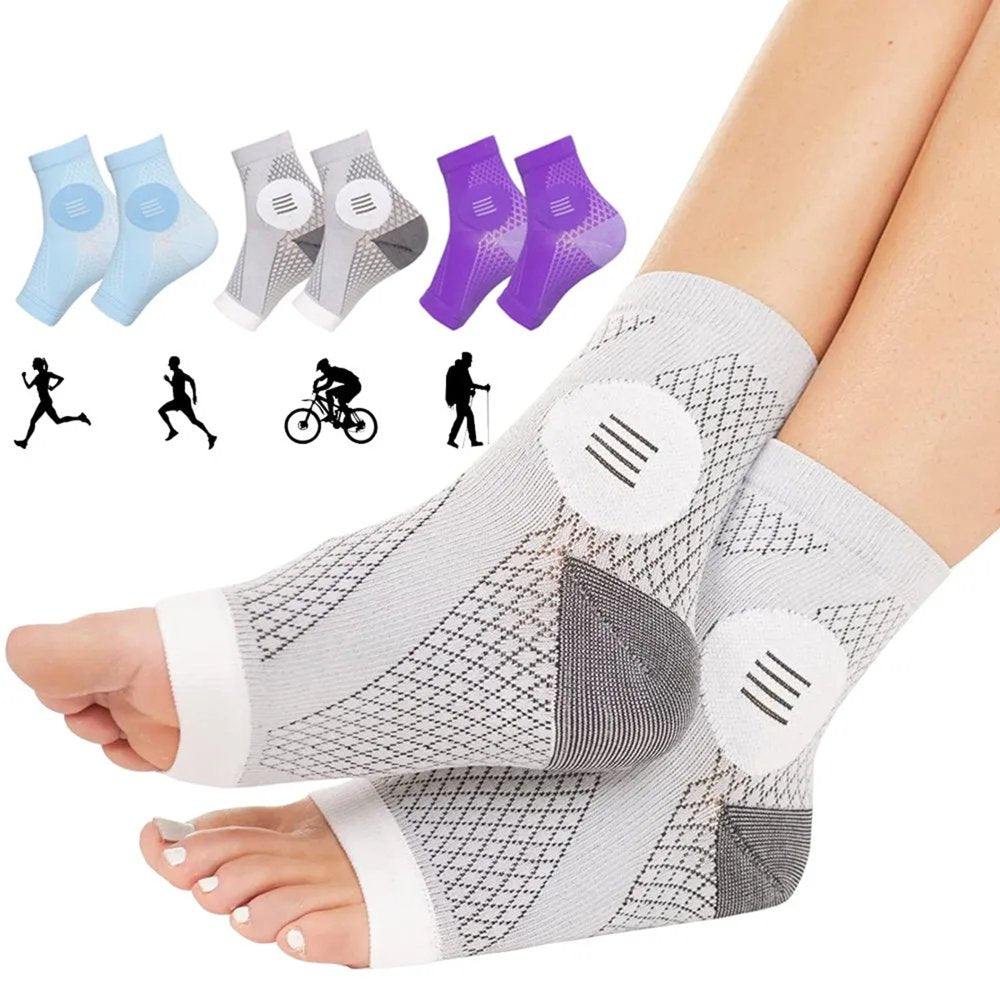 3Pairs Neuropathy Socks - Peripheral Neuritis Compression Toeless Foot Sleeves for Nerve Damage Pain in Feet, Ankle Gout, Plantar Fasciitis Relief Brace for Men and Women (S,Multicolor)