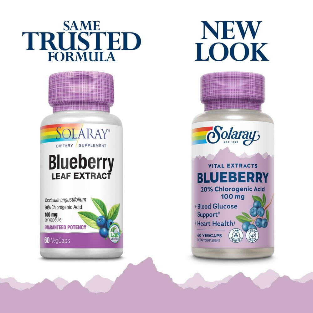 Solaray Blueberry Leaf Extract 100 Mg | Healthy Cardiovascular & Blood Sugar Balance Support | 60 Vegcaps