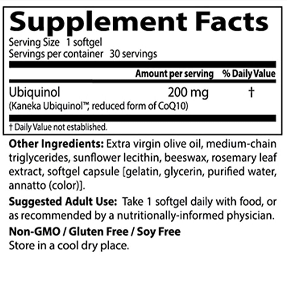 Doctor'S Best Ubiquinol Featuring Kaneka Qh, Non-Gmo, Gluten Free, Soy Free, Heart Health, 200 Mg, 30 Softgels