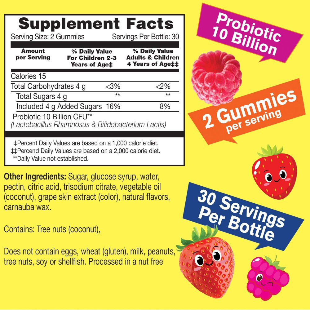 Wellyeah Probiotics for Kids Gummies -10 Billion CFU -For Gut Health, Immune Health and Digestive Support -Berry Flavor Chewable Supplement -Vegetarian, Non GMO, Gluten Free Kids Probiotic -60 Gummies