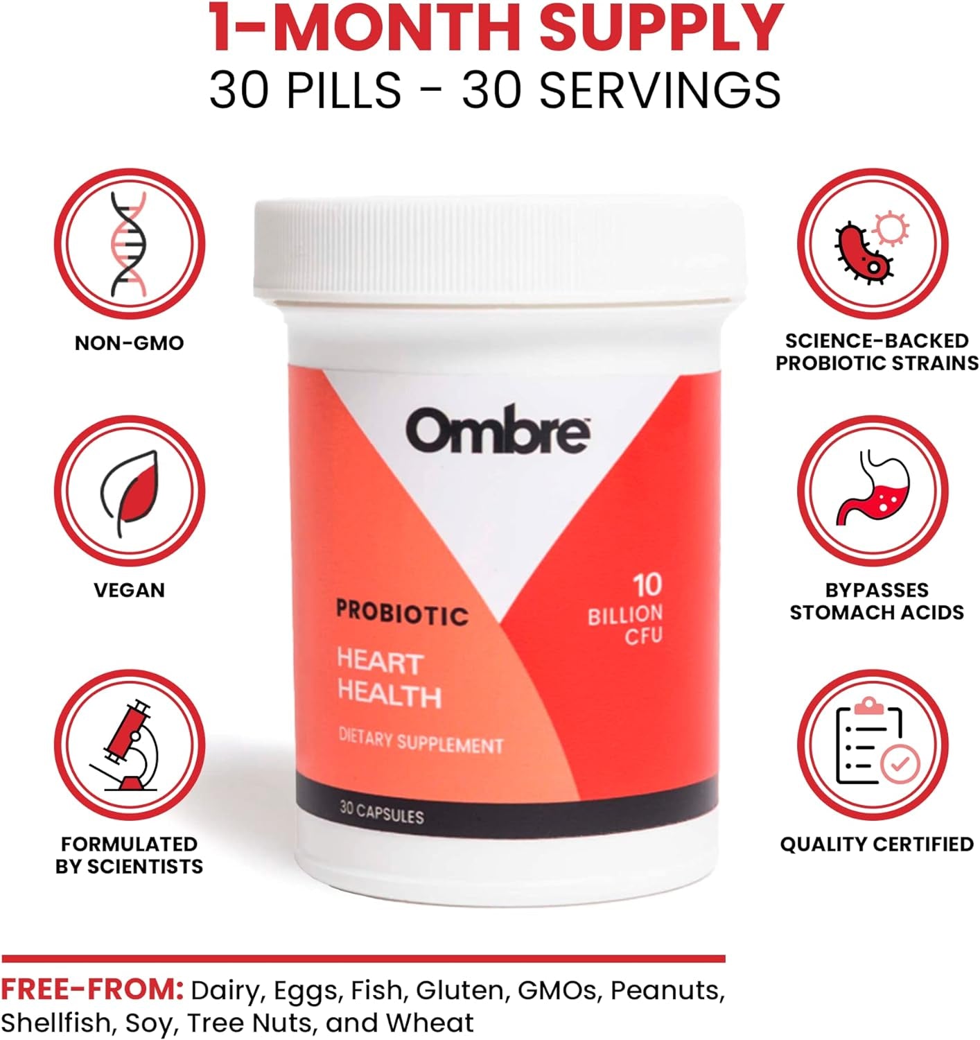 Ombre Heart Health & Rise Probiotic and Prebiotic Value Bundle, Promotes Cardiovascular, Gut, and Metabolic Health, Helps Soothe Occasional Constipation, Bloating, and Gas, 30-Day Supply