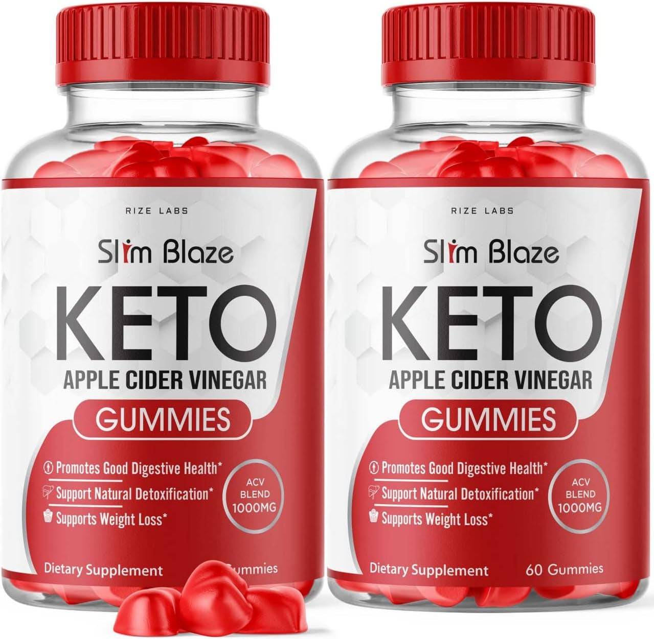 (2 Pack) Slim Blaze Keto Gummies ACV Apple Cider Vinegar Gummies (120 Gummies)