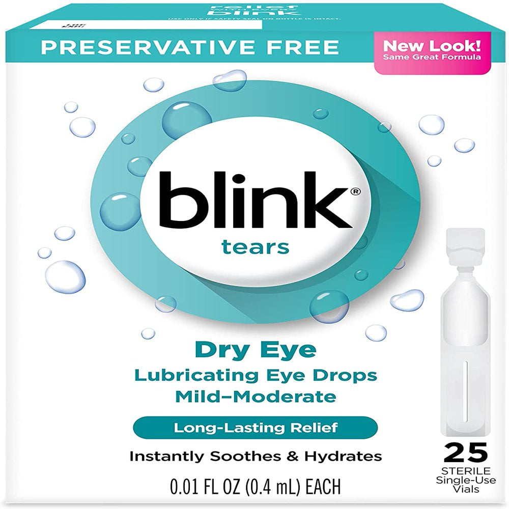 Blink Tears Dry Eye Lubricating Eye Drops Mild-Moderate 0.01 Fl Oz 25 Sterile Single-Use Vials