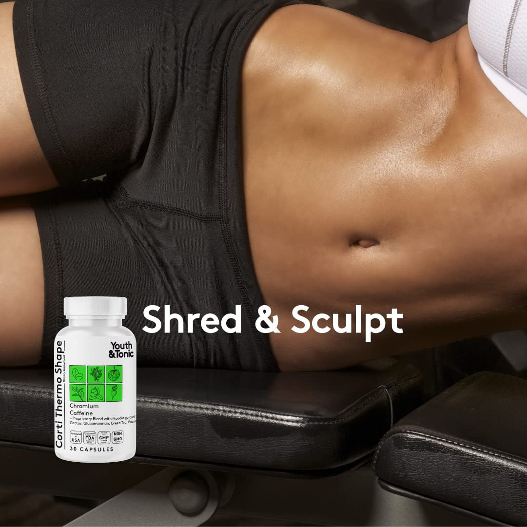 Youth & Tonic Shred Sculpt Lean 3 X Diet Pills W Water Weight Away & Cortithermo Shape & Bedtime Trim as Support for Metabolism Energy Cravings Water Retention Loss & Belly Bloating for Women & Men