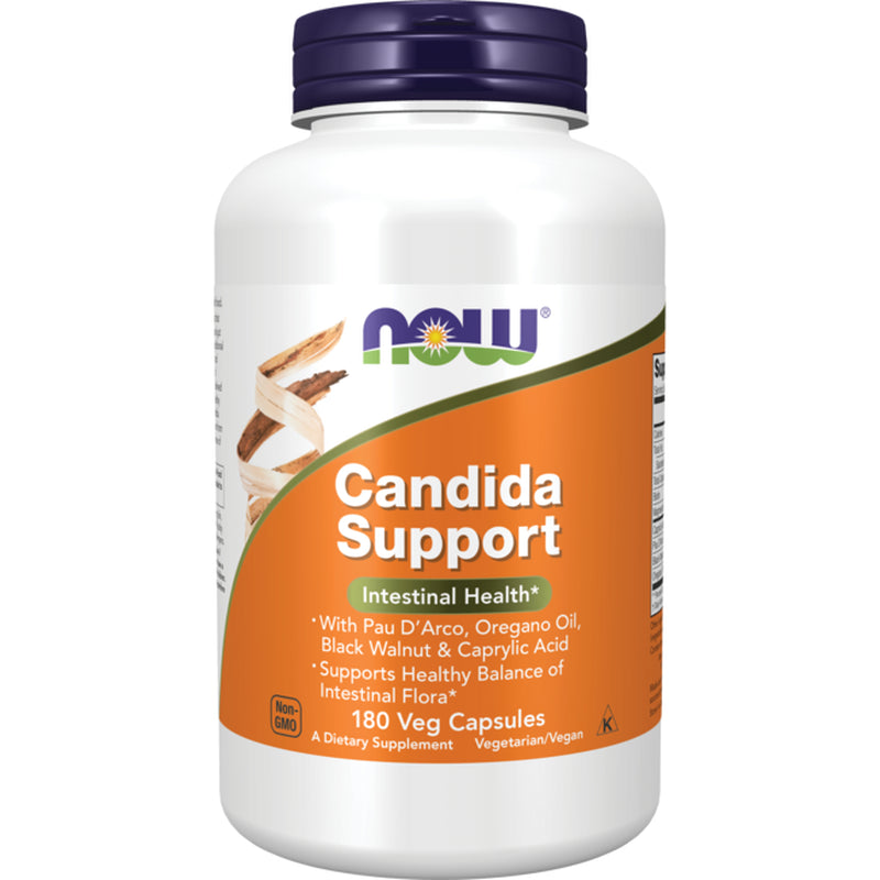 NOW Supplements, Candida Support with Pau D'Arco, Oregano Oil, Black Walnut & Caprylic Acid, 180 Veg Capsules