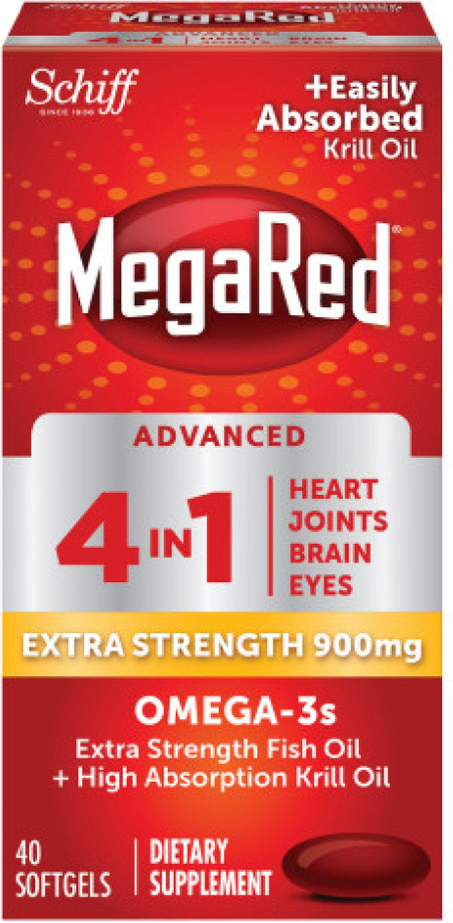 Megared Advanced 4In1 900Mg, Concentrated Omega-3 Fish & Krill Oil Supplement 40 Ct (Pack of 6)