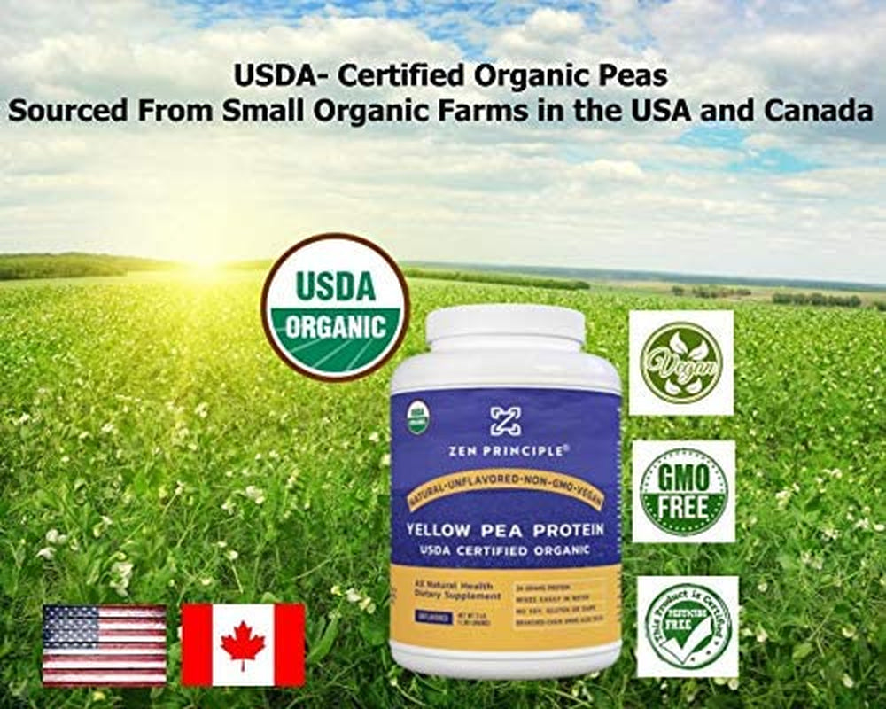 Ultra Premium Organic Pea Protein Powder. USDA Certified ONLY from USA and Canada Grown Peas. No GMO, Soy or Gluten. Vegan. Full Spectrum Amino Acids (BCAA). More Protein than Whey. 3 LB.