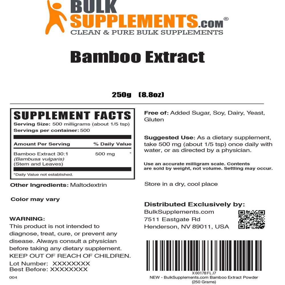 Bulksupplements.Com Bamboo Extract Powder. 500Mg - Healthy Hair Supplement (250 Grams)
