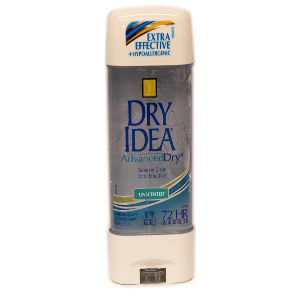 5 Pack Dry Idea Advanced Dry Unscented Antiperspirant & Deodorant Gel 3 Oz Each