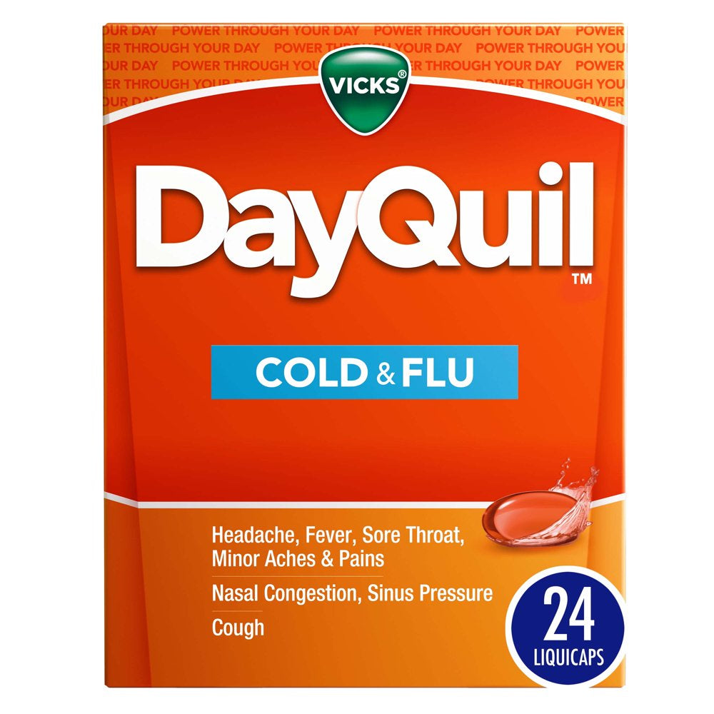 Vicks Dayquil Liquicaps, Non-Drowsy Cough, Cold and Flu Relief, Over-The-Counter Medicine, 24 Ct