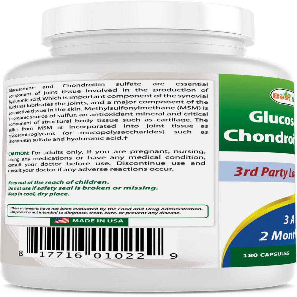 2 Pack Best Naturals Glucosamine, Chondroitin & MSM 180 Capsules | Joint Support