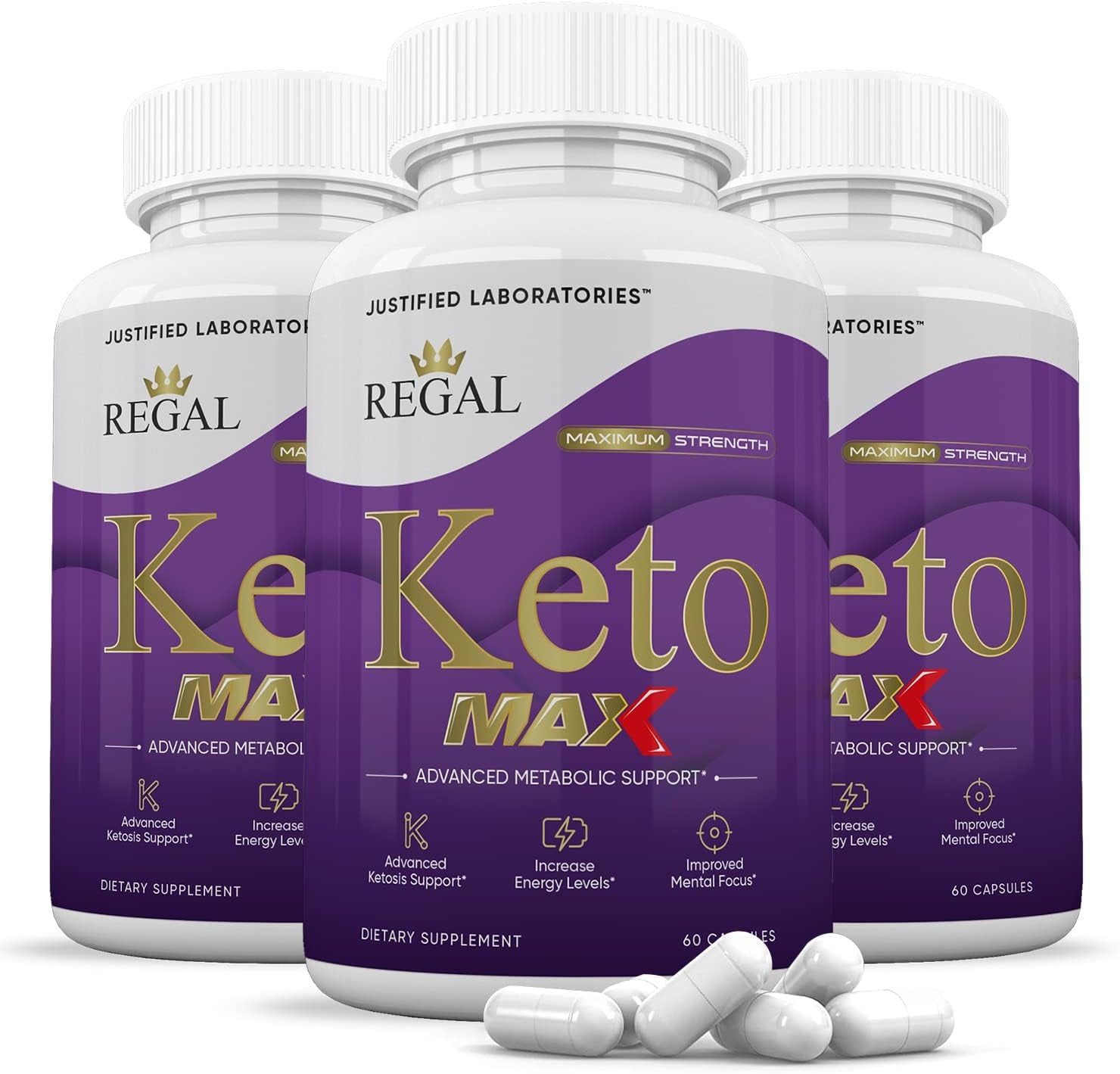 (3 Pack) Regal Keto Max Keto Pills 1200MG Includes Includes Apple Cider Vinegar Gobhb Exogenous Ketones Advanced Ketosis Support for Men Women 180 Capsules