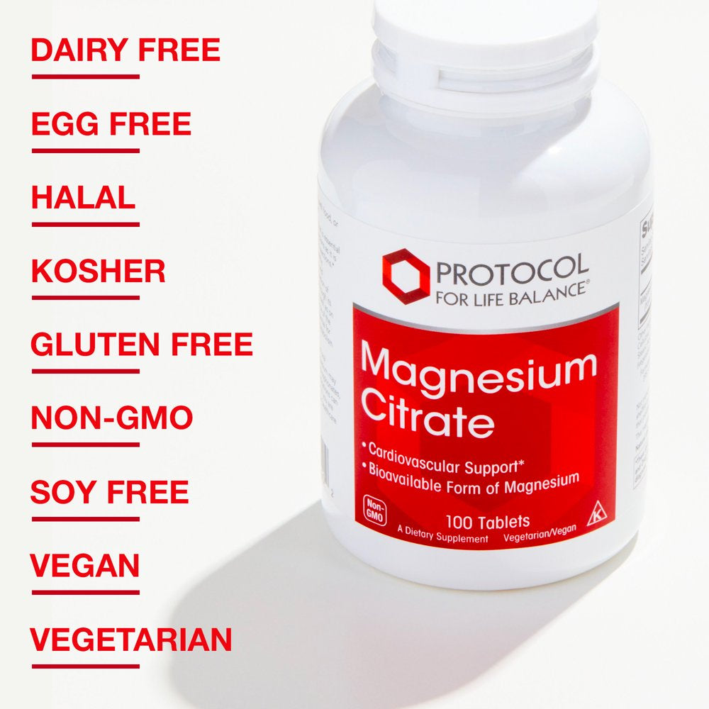 Protocol Magnesium Citrate 400Mg - Mood Support, Heart Health, Brain Support Supplement - 100 Tabs