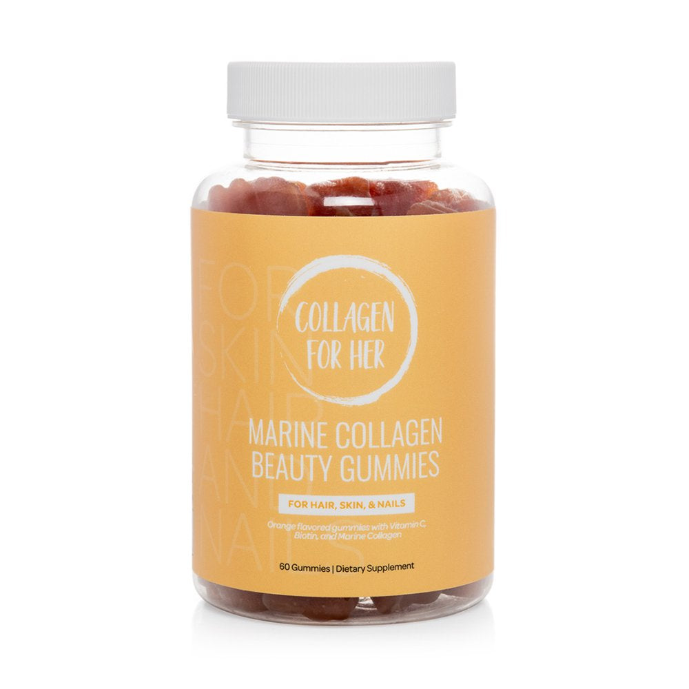 Collagen for Her: Marine Collagen Beauty Gummies - W/ Vitamin C, E, Zinc, Biotin - for Your Hair, Skin, Nails (60 Ct.)