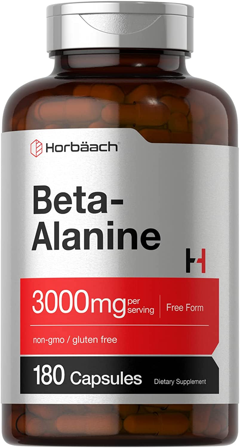 Beta Alanine Capsules | 3000Mg | 180 Count | Non-Gmo, Gluten Free Supplement | by Horbaach