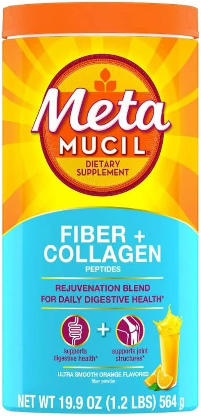 Metamucil Fiber + Collagen Peptides Powder - Orange - 19.9Oz