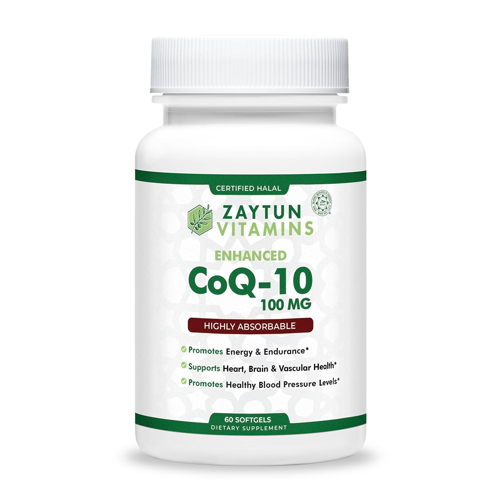 Zaytun Vitamins Halal Coq10 100Mg, Supports Healthy Blood Pressure Levels, Includes Vitamin a + E, 60 Softgels, Made in USA