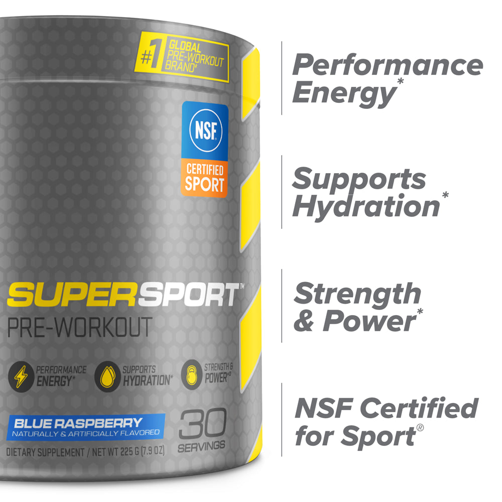 Cellucor C4 Super Sport Pre-Workout Powder, Blue Raspberry, Energy, Strength & Power, 30 Servings