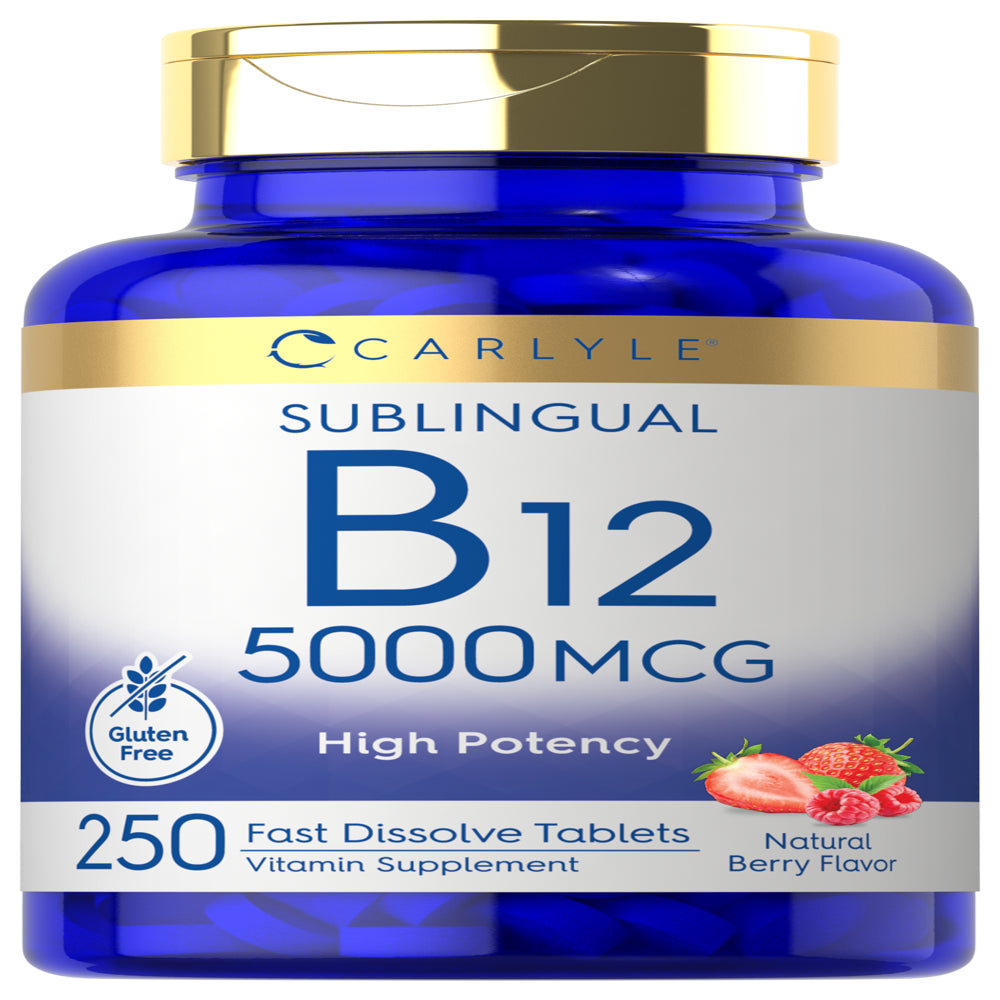 Vitamin B12 5000Mcg | 250 Vegetarian Tablets | Natural Berry Flavor | by Carlyle