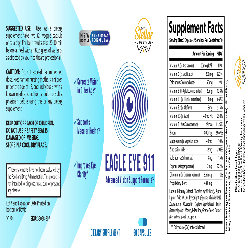 5 Pack Eagle Eye 911, Advanced Vision Support Formula-60 Capsules X5