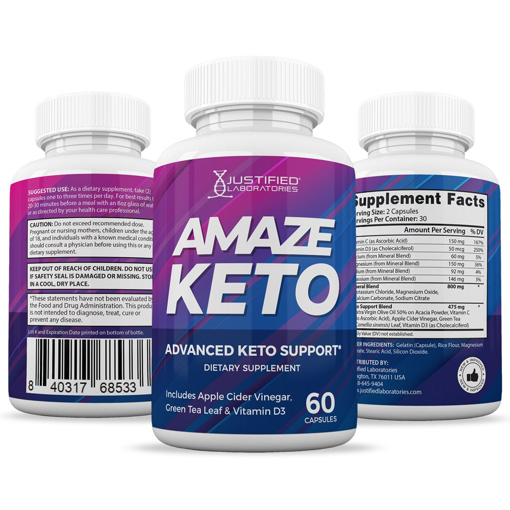 (5 Pack) Amaze Keto ACV Pills 1275Mg Alternative to Gummies Dietary Supplement 300 Capsules