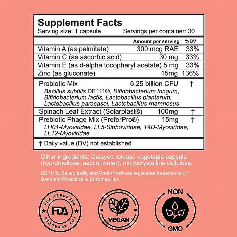 Dermala #FOBO SUPPLEMEANT to Be Acne Supplement | All Natural Daily Prebiotics Probiotics Vitamins Skin Mix with Zinc | Improve Clear Blemish-Free Radiant Skin through Balancing Gut Health