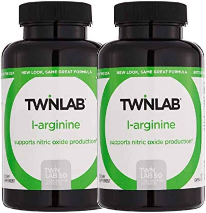 Twinlab L-Arginine - Amino Acid Supplement for Heart Health Support - 500 Mg, 100 Capsules (Pack of 2)
