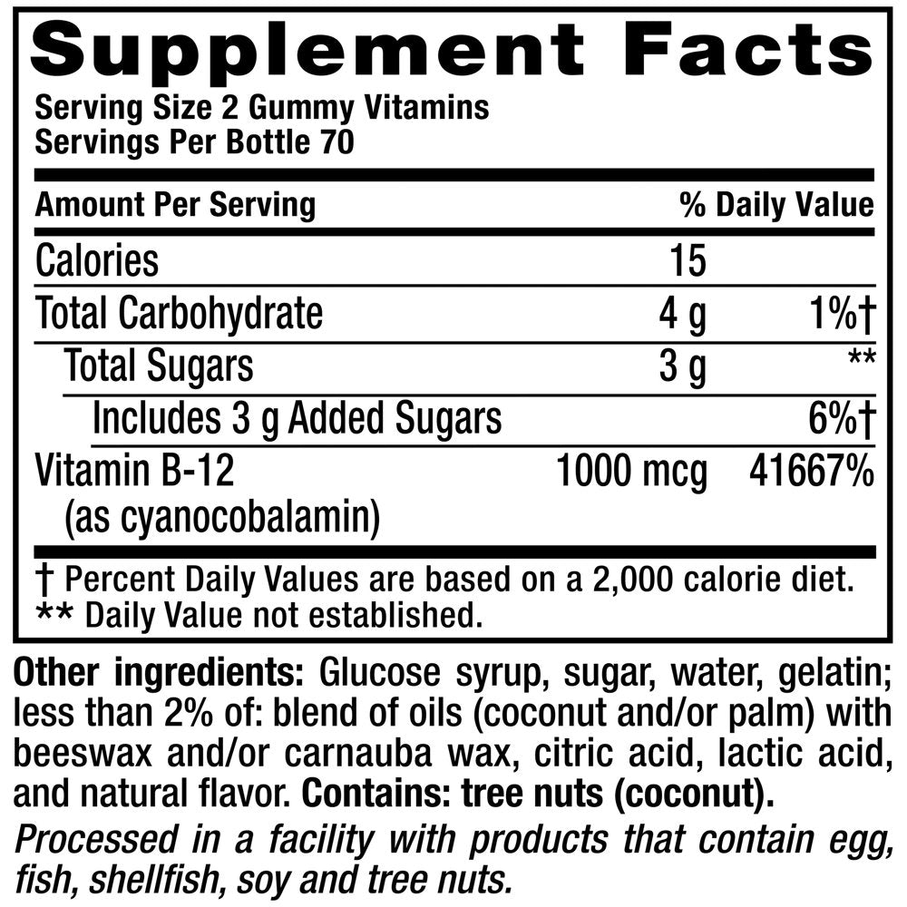 Vitafusion Vitamin B-12 1000 Mcg Gummy Supplement, 140Ct - 2 Pack