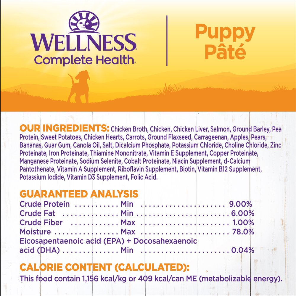 Wellness Complete Health Natural Wet Canned Puppy Food, Puppy Chicken & Salmon 12.5-Ounce Can (Pack of 12)