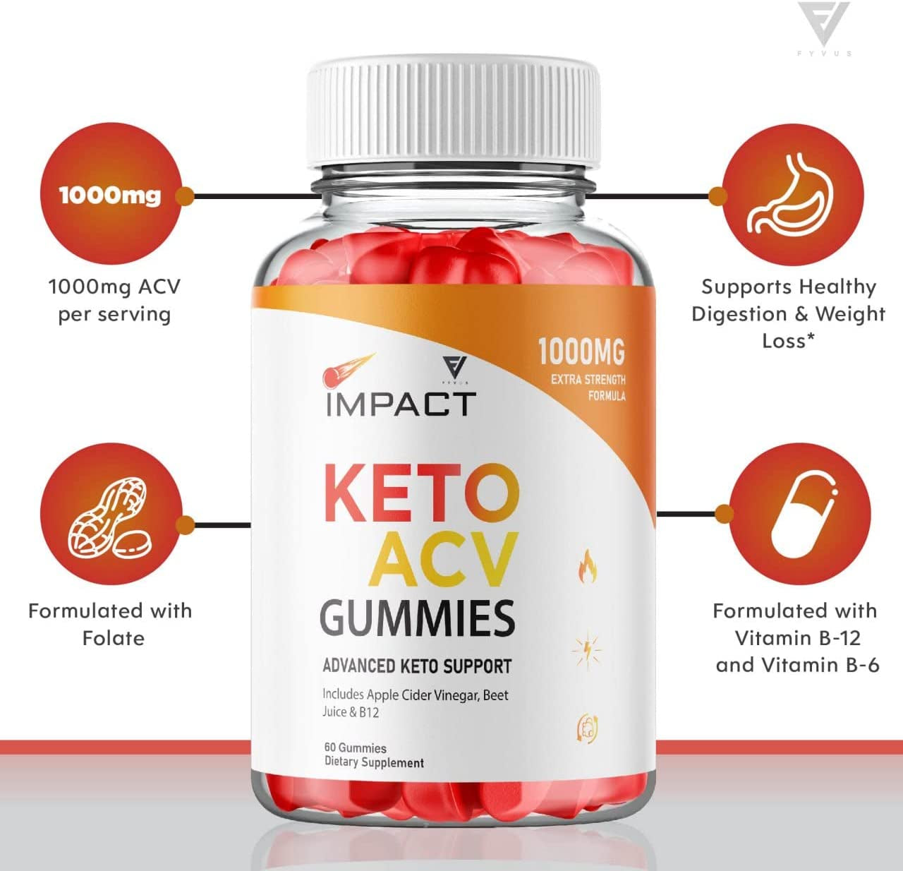 (5 Pack) Impact Keto Gummies for Weight Loss and Belly Fat Diet, AVC Keto ACV Advanced Weight Loss Gummies, Keto plus ACV Apple Cider Vinegar Appetite Supplement (300 Gummies)