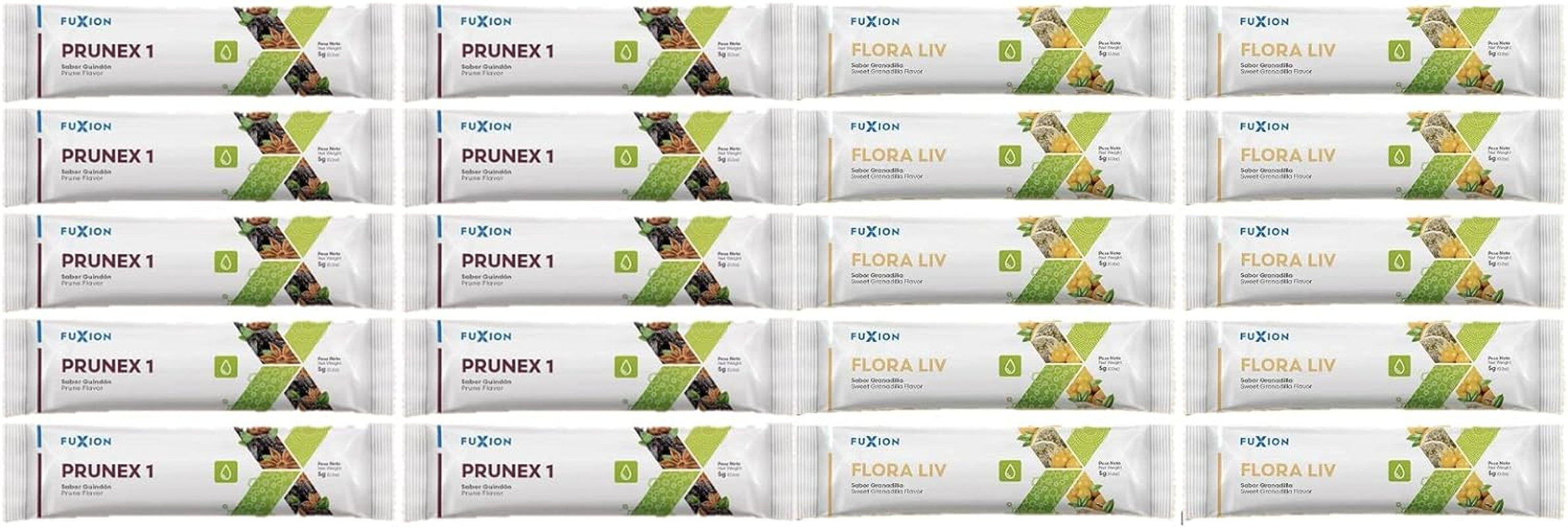 Fuxion PRUNEX1 and Flora LIV. PM/AM Colon Defense and Cleanse. 10 SACHETS of PRUNEX and 10 SACHETS of Flora LIV.