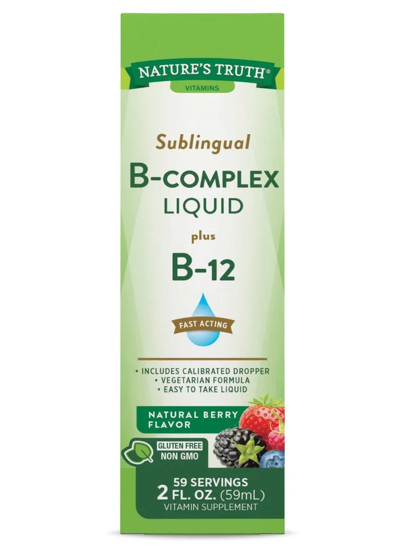 Vitamin B Complex Siblingual Liquid | 2Oz | Natural Berry Flavor | by Nature'S Truth