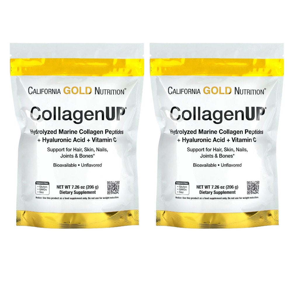 Collagen Peptides Powder with Hyaluronic Acid, Support for Healthy Hair, Skin, Nails, Joints and Bones, Non-Gmo, Gluten and Dairy Free, Unflavored, 7.26 Oz, Fish Sourced, Pack of 2