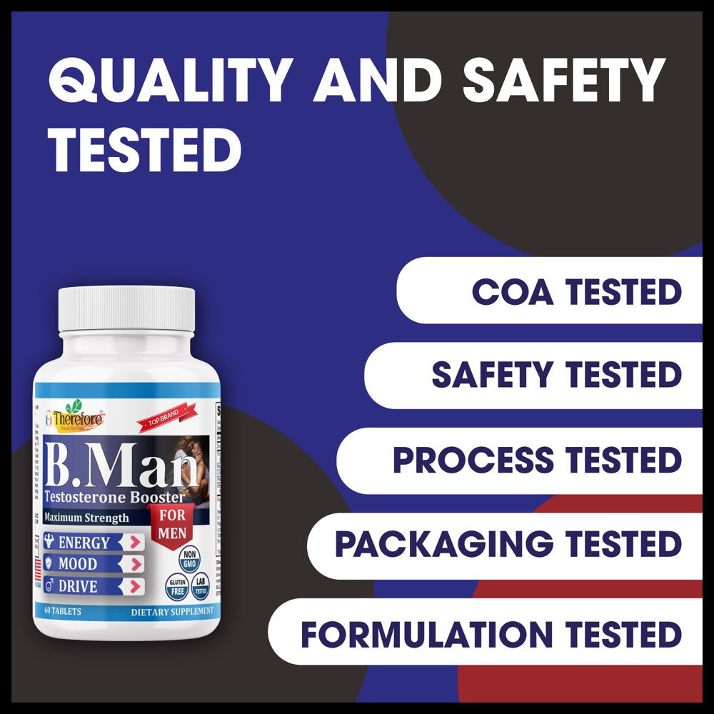 B.Man Energy Booster for Men, Muscle Builder Energy Booster Supplements 60 Tablets by Therefore