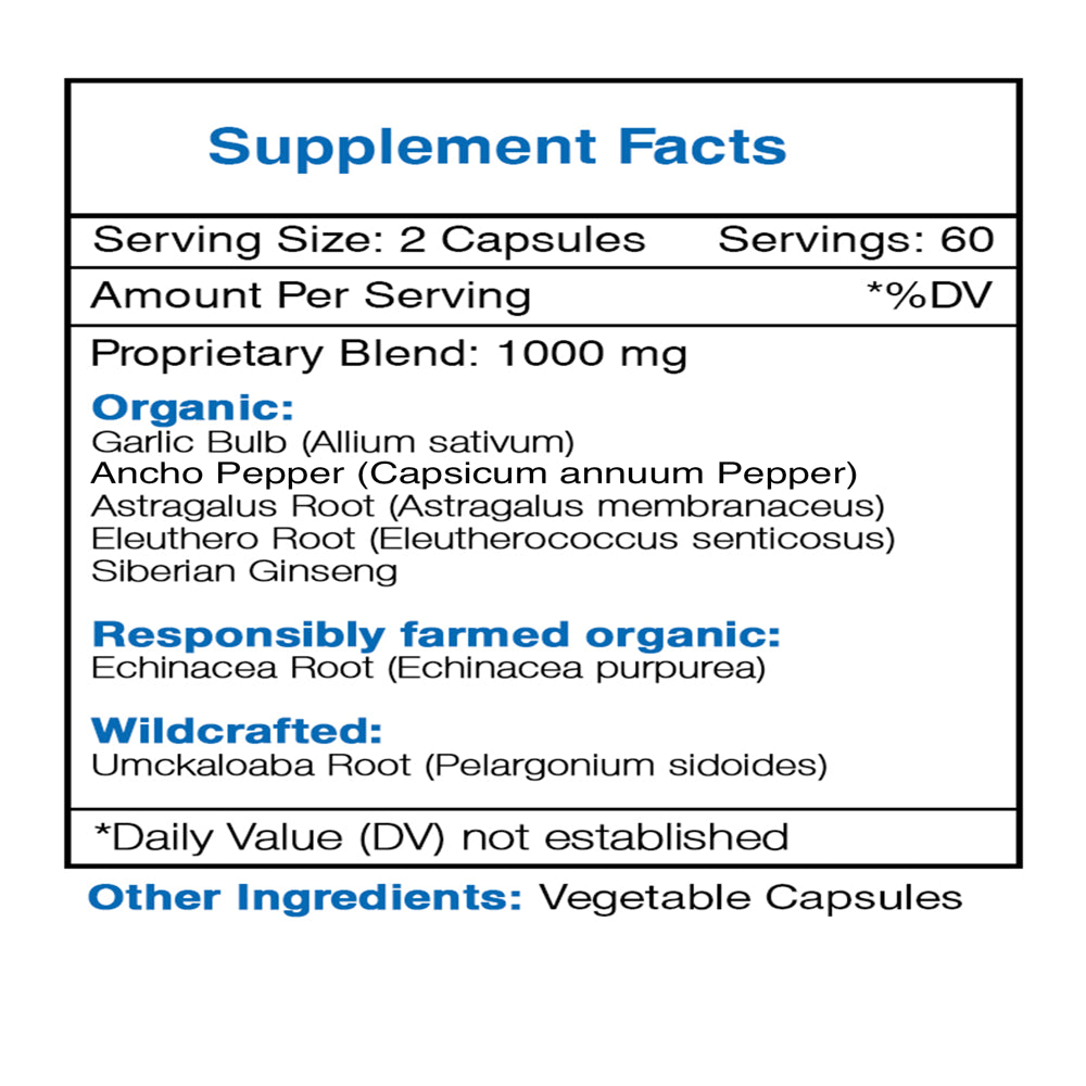 Respiratory Immune Boost 120 Capsules, 500 Mg, Echinacea, Garlic, Marshmallow Root, Ancho Pepper, Astragalus, Eleuthero Siberian Ginseng. Lung Congestion Formula