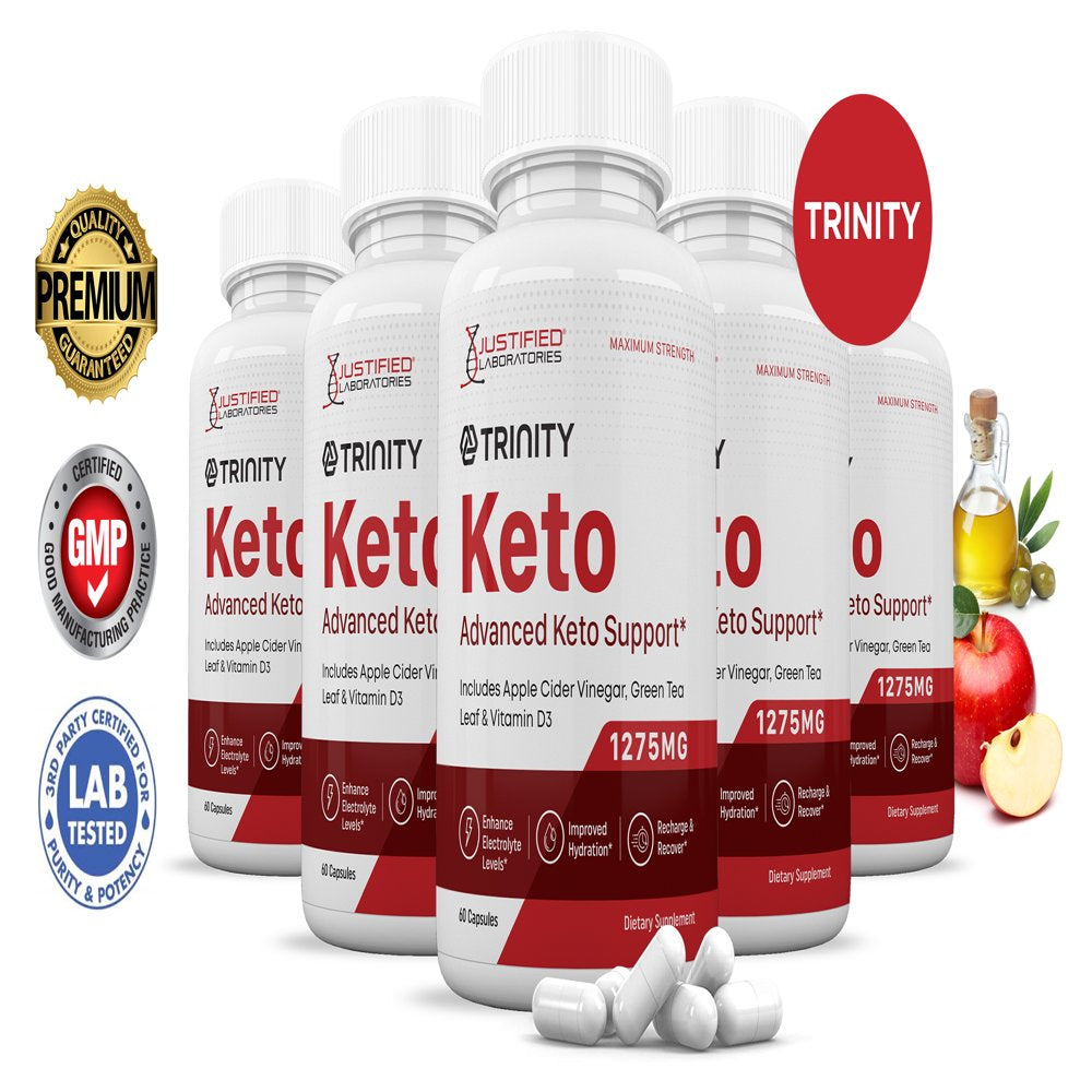 (5 Pack) Trinity Keto ACV Pills 1275Mg Alternative to Gummies Dietary Supplement 300 Capsules