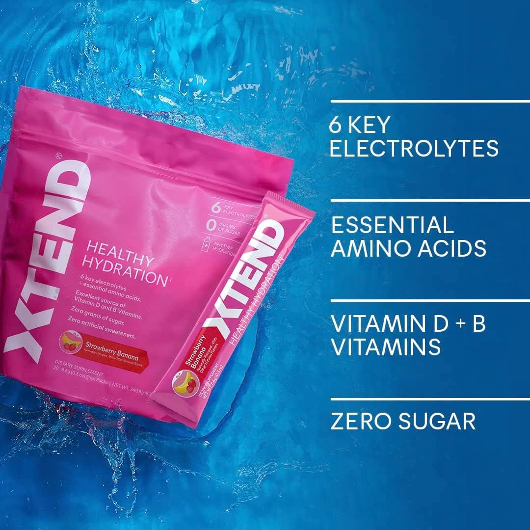 XTEND Healthy Hydration | Superior Hydration Powder Packets | Electrolyte Drink Mix | 3 Essential Amino Acids | NSF Certified for Sport | 15 Sticks, Lemon Lime