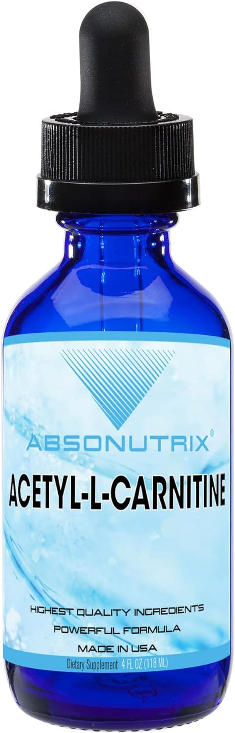 Absonutrix Acetyl L-Carnitine, 593Mg per Serving, 200 Potent Servings, Quick Absorption Liquid Drops, Gluten-Free, Third-Party Tested, Gmp-Certified, Non-Gmo, Made in USA