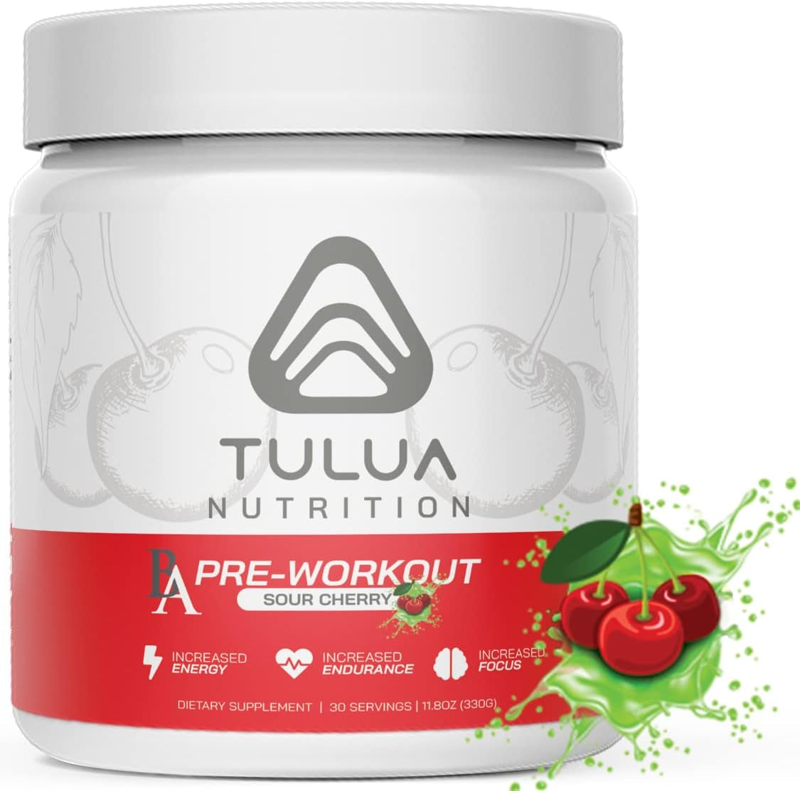 Tulua Nutrition Pre-Workout Supplement Powder for Energy, Endurance, and Focus, 30 Servings (Sour Cherry)