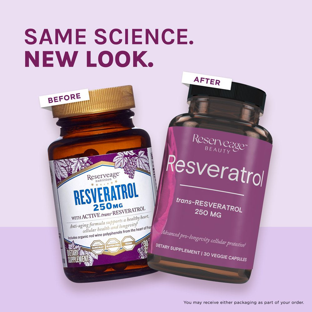 Resveratrol, 250 Mg, 30 Veggie Capsules, Reserveage Nutrition